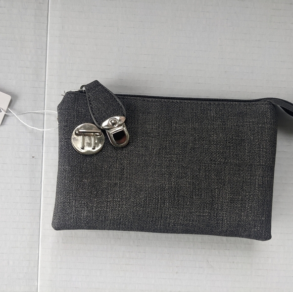 Caracol VEGAN TEXTURED LEATHER "GREY TWEED LOOK" CROSSBODY BAG WRISTLET … - Picture 4 of 15